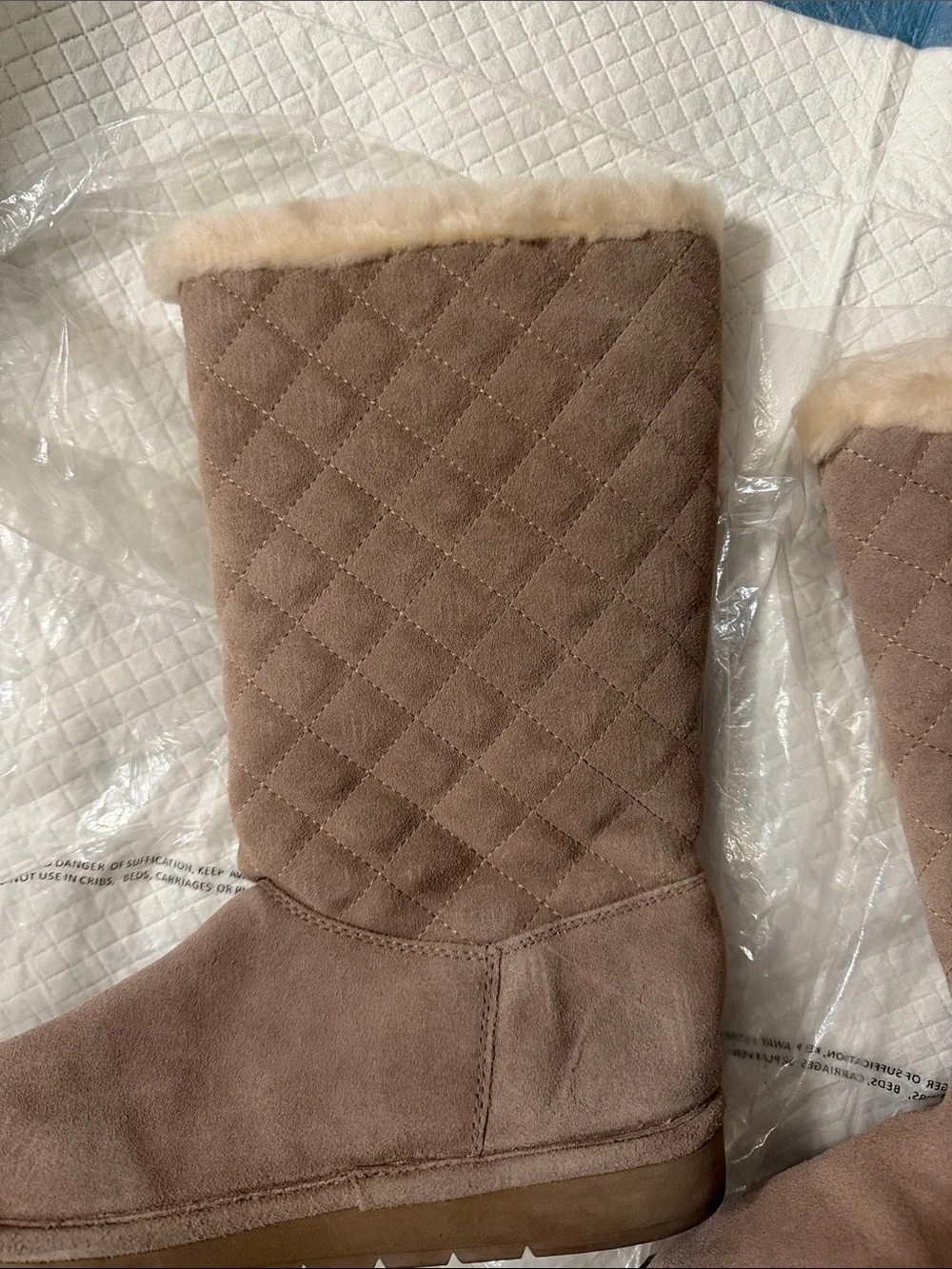 Michael kors Quilted Shearling-Lined Women's Tall Boots - Taupe